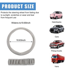 Ohleats Car Steering Wheel Cover, 15 Inches Automotive Steering Wheel Protector, Elastic Stretch Steering Wheel Cover for Most Vehicles, Universal Interior Decor Car Accessories (Gray)