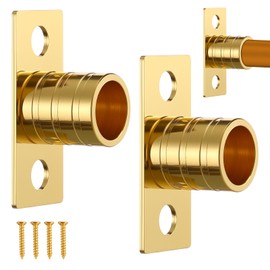 Pelopy 2 Pcs Inside Mount Curtain Rod Bracket 3/8" Bracket Set for 3/8" Rodding (Brass)