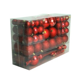 101 pieces Christmas baubles, heart ball with snowflake Christmas tree topper with 100 metal hooks, pendant tree decoration, Christmas, Ø 3 cm, Ø 6 cm, Ø 4 cm