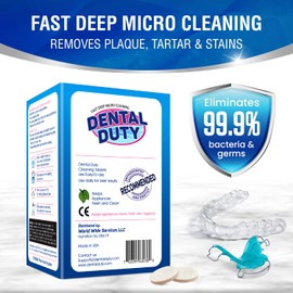 120 units Retainer Cleaner and Denture Cleaning Tablets - Mouthguard cleaner and Denture cleaner tablets Remove Plaque, Odors and Stains from Aligners, Night guard and Removable Dental Appliances