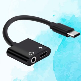 LABRIMP USB C to Audio Adapter USB C Headphone and Charging Adapter for and More Durable Shell Black