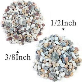 SHIZWU 20lbs Pea Gravel for Landscaping, 3/8inch Small Rocks for Gardening Succulent Cactus Planters, Natural Polished Pebbles, River Rocks for Plants, Vases, Aquariums, Mixed Color