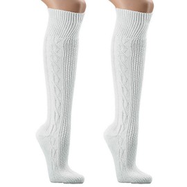 krautwear Men's Women's Traditional Costume Socks Knee-High Socks, White -