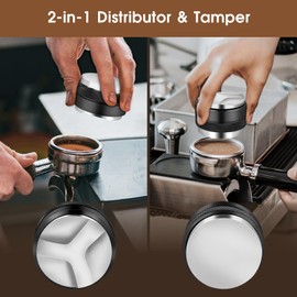 Reoszeank 54mm Espresso Accessories Kit, Coffee Distributor and Tamper Leveler, WDT Tool and Dosing Funnel Set Fits 54 mm Espresso Machines and Portafilters