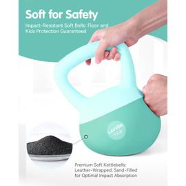 Soft Kettlebell - Cushioned Impact-Resistant Base and Anti-Slip, Kettle bell Anti-Slip Grip Weight for Home Workouts, Safe Strength Training Kettlebells Sets for Women & Men, With Non-slip Gloves (Green, 15 LB)