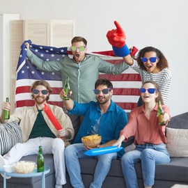 QYVEWY 2 Pack American Flag Sunglasses Bulk for Men Women Classic Patriot Independence Day Supplies, 2blue Lens, Large