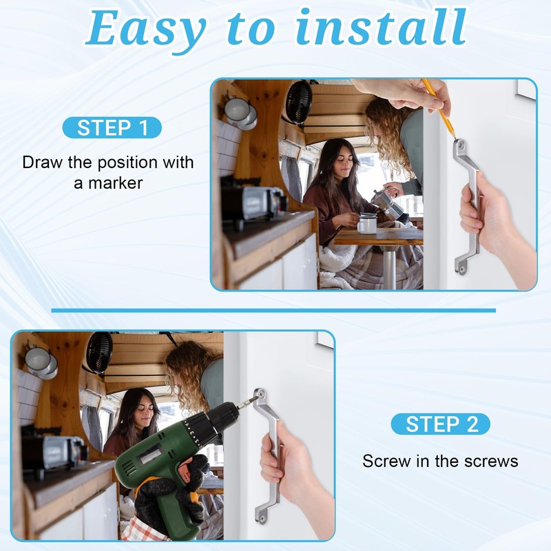 Zelphvt 2 Pcs RV Grab Door Handle 304 Stainless Steel