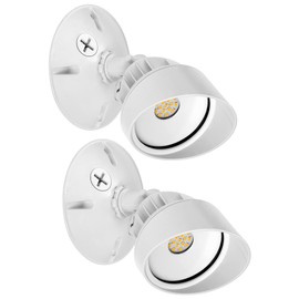 Maxxima LED Outdoor Flood Wall Light, Exterior Security Light w/Adjustable Head, 950 Lumens, 3000K Warm White, White (2 Pack)