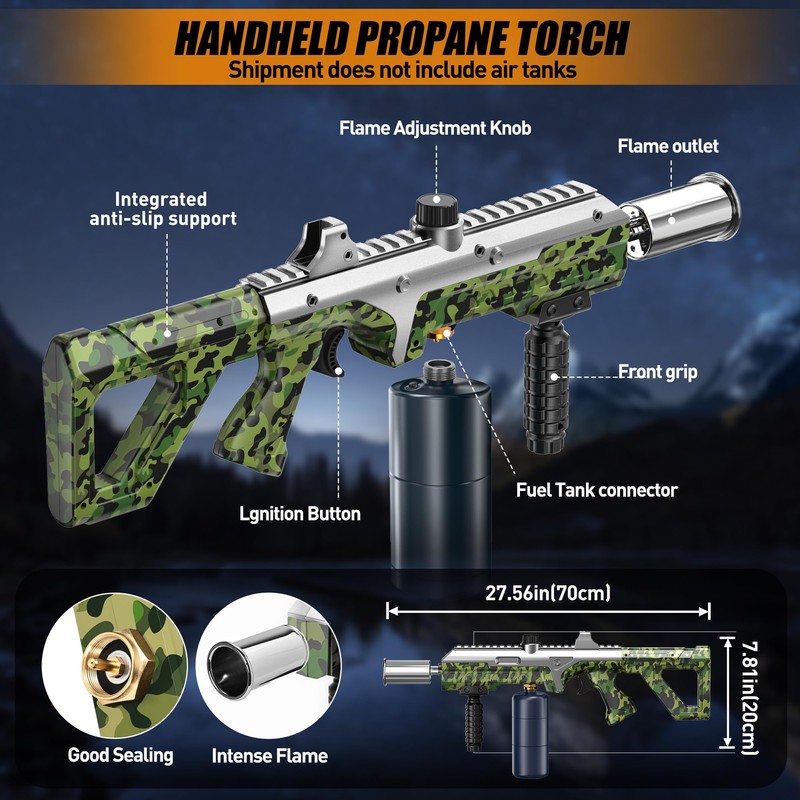 Heavy Duty Propane Torch,27.5" Grill Gun &Flame Thrower with Front