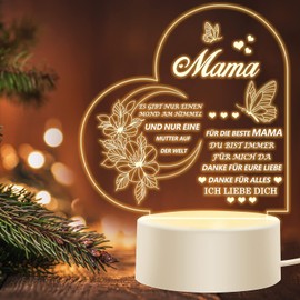 SPINNE LUCAS Muttertagsgeschenk für Mama von Tochter Sohn,Geschenke für Mama,Geburtstagsgeschenk,Led Lampe Acryl Nachtlicht,3 Farben,Jahrestag Muttertag Personalisiert Mama Frauen Geschenk