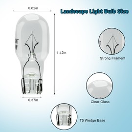 PWEOW T5 Landscape Light Bulbs, 12 Volt 11 Watt Wedge Bulb for Malibu Outdoor Light Bulbs, Garden, Deck and Yard Low Voltage Landscape Lights Bulb -20 Pack