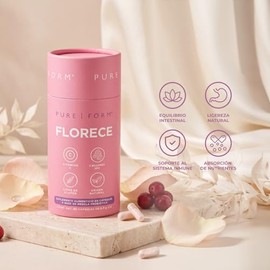 Pure Form Florece - Suplemento para Mujer en Cápsulas con Mezcla Probiótica Patentada 8S5B, Extracto de Arándano Rojo 37:1, Fibra Prebiótica de Inulin