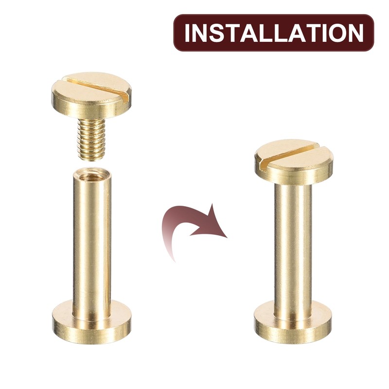 sourcing map 30Pack Brass Chicago Screws, 15x8mm Flat Head Screw
