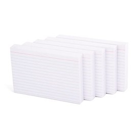 Mintra Office Index Cards (White Ruled 5pk (5pks of 100), 3in x 5in) - Notecards, Flashcards for School and Studying, Bulk Pack of Note Cards for Presentations, Public Speaking
