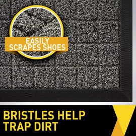 GRIP MASTER Durable Rubber Door Mat, Waterproof, and Entry, Heavy Duty Utility Mats, for Front Door and Garage Floor Entrance, Low Profile, Easy Clean, 29x17, Slate Welcome