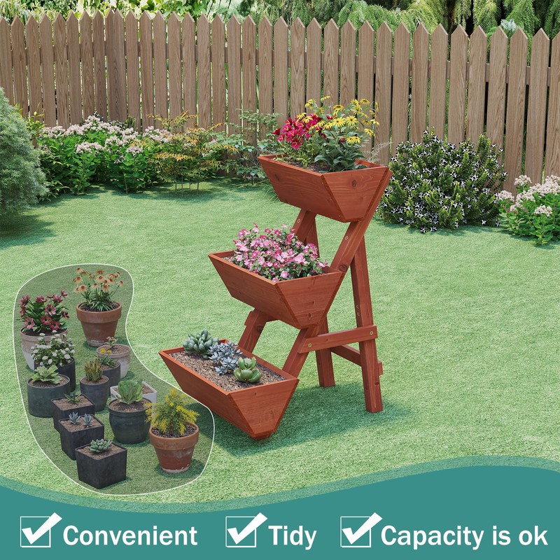 viewcare Raised Garden Bed, 3 Tier Small Vertical Garden Planter