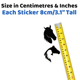 11 Cute Horse Fun Waterproof Stickers - Use on Car Bumpers, Laptops, Mirrors, Water Bottles, Scrabooking, Party Bag Fillers, Gifts (Black, 8cm (3.1") Pack)