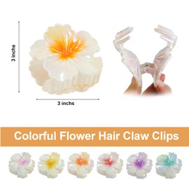 6 Pcs Flower Hair Clips for Women, Hawaiian Hibiscus Hair Claw Clips Non Slip Floral Claw Clip for Thick and Thin, Cute Hair Barrettes Accessories