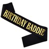 PANBINN Birthday Baddie' Birthday Sash, Gold Foil Black Satin Birthday