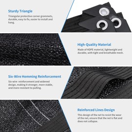 EMEKIAN 90% Black Sunblock Shade Cloth, UV Resistant Sun Shade Canopy with Grommets, 10 ft x 10 ft Outdoor Shade Mesh Cover Tarp for Garden, Greenhouse, Pergola, Backyard, Patio, Flowers Plants