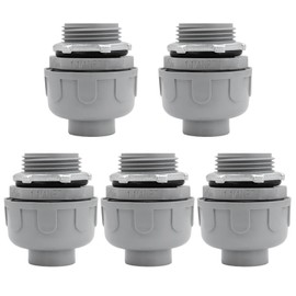 Wocloer 1-1/4 inch Liquid Tight Connector PVC Flexible Conduit Connector UL Listed Conduit Fittings（5 Pack）