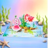 POPWOW Happy 9th Birthday Pop Up Card, Mermaid, Pearl Shell,