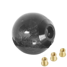muge racing Universal Gear Shift Knob, Forged Carbon Fiber Ball Type Stick Shifter with 3 Adapters,Black