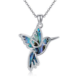 ONEFINITY Hummingbird Necklaces 925 Sterling Silver Humming Bird Pendant Necklace Abalone Shell Hummingbird Jewellery for Women