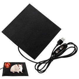 MAGICLULU USB Heating Pad for Small Pets, Adjustable Temperature Heating Mat for Hamsters Squirrels Birds Chinchillas Reptile and Rabbits, Waterproof Warmth, 5.5x5.5in, Black