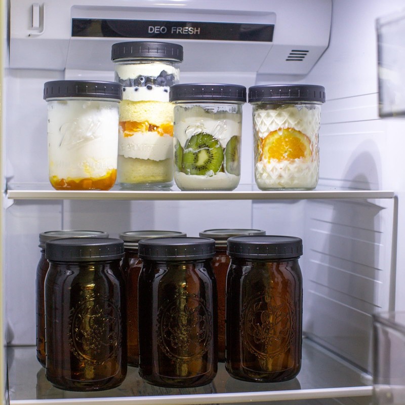 Jumterlee 6 Pack 32 oz Amber Mason Jars, Wide Mouth
