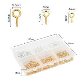 YBGGJO Screw Heaton Heaton Metal Fittings, Approx. 420 Pieces with Small Divided Cases, Craft Parts, Accessory Hardware, Handmade, DIY Craft (Set A)