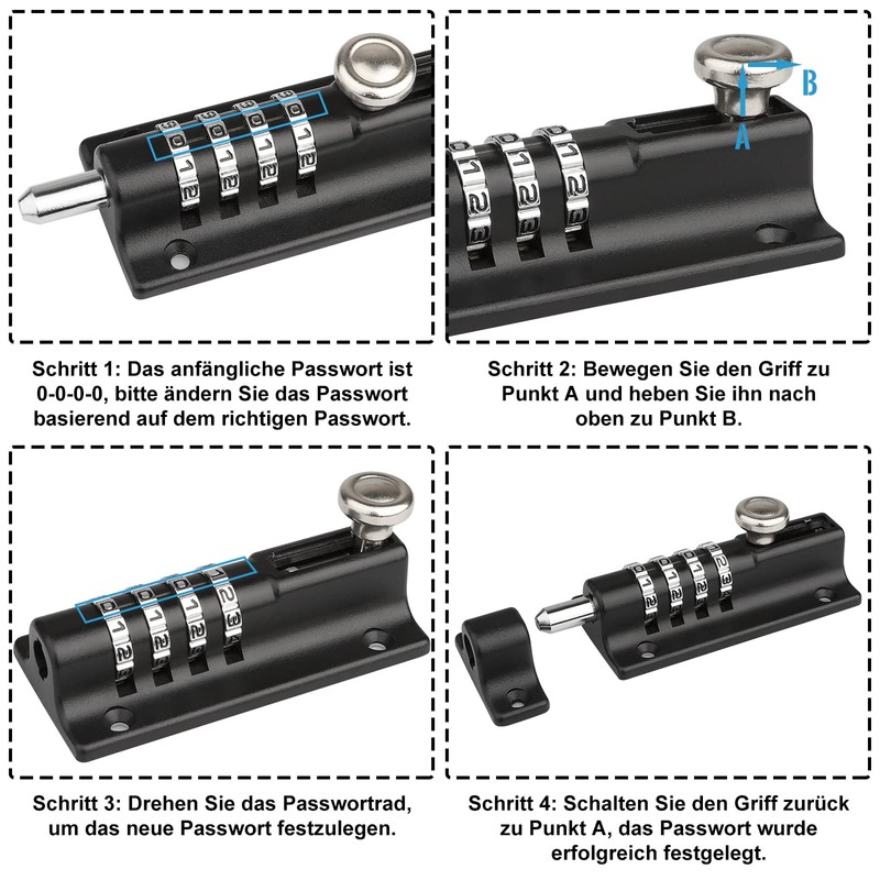Gate Latch with Combination Lock, [2 Pieces] [Weatherproof] Spopal 120