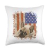 Patriotic French Bulldog American Flag Dog Throw Pillow