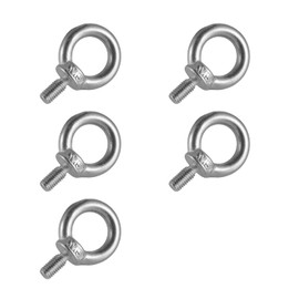 USAMILY M5 304 Stainless Steel Male Thread Lifting Ring Machinery Shoulder Eyebolt Screws 5Pcs