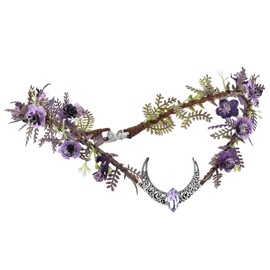 MOSTORY Purple Elf Crown for Women, Moon Elves Headpiece for Renaissance Festivals, Forest Elf Flowers Crown for Cosplay Photo Shoots
