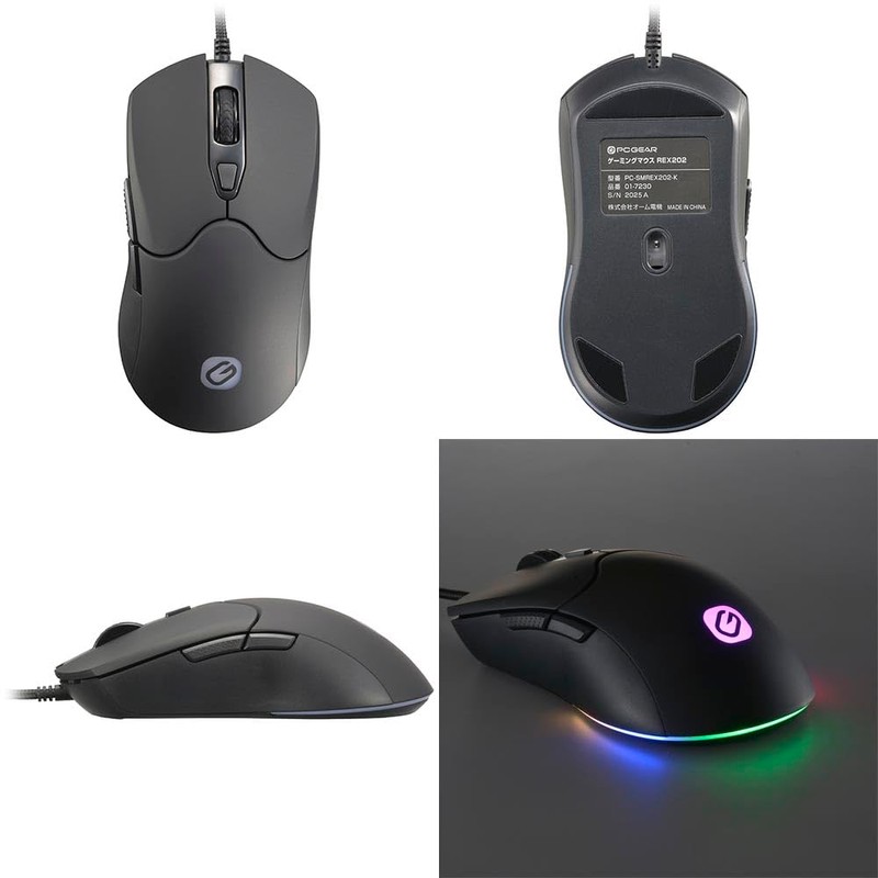 OHM PCGEAR Gaming Mouse Wired USB Connection Backlit PC-SMREX202-K 01-7230
