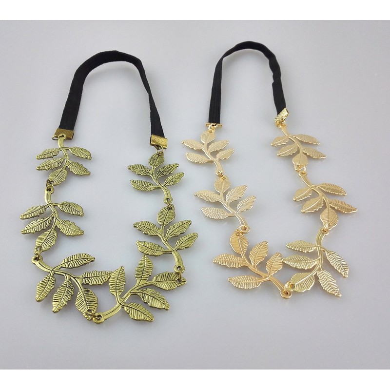 yueton?Pack of 2 Alloy Leaf Elastic Hair Band Headband Fashion
