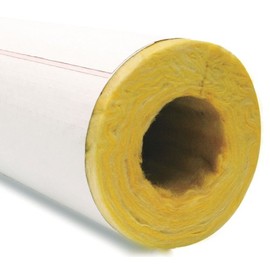 Fiberglass Pipe Insulation, 1" Wall Thickness, Hinged with Self Sealing Lap - 1 Each