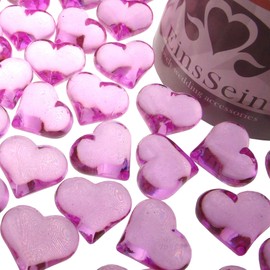 EinsSein 30x Decorative Stones Sparkling Hearts 22 mm Pink Decoration Confetti Table Decoration Wedding Confetti Diamonds Diamond Glass Large