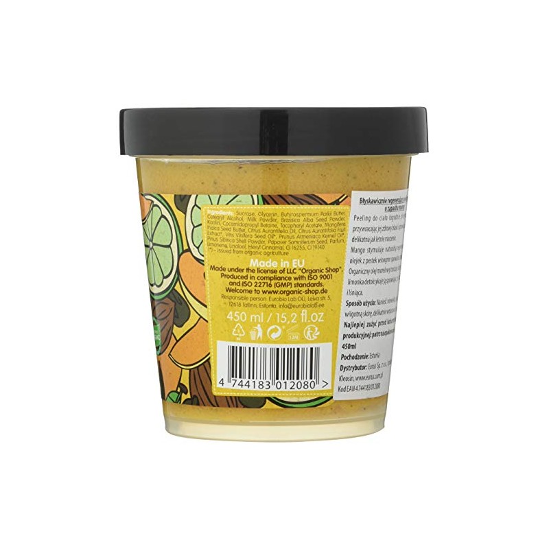 Organic Shop Mango Sugar Sorbet Instant Renewal Body Scrub, 450
