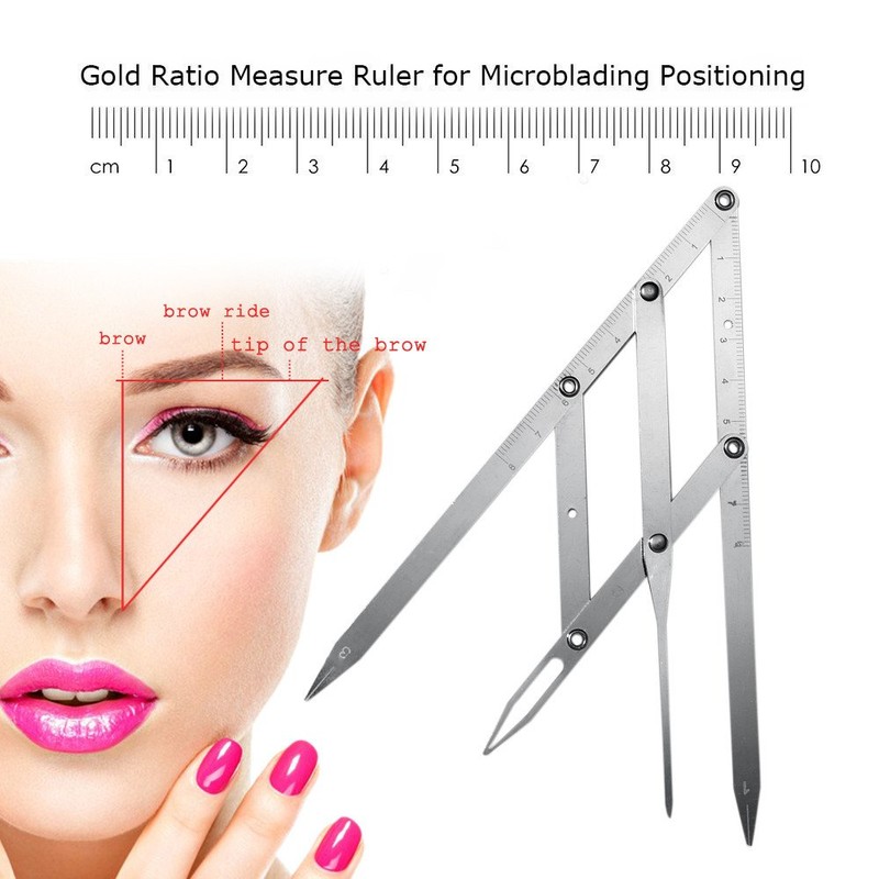ATOMUS Eyebrow Ruler Stainless Steel Eyebrow Ruler Three-Point Positioning Removable