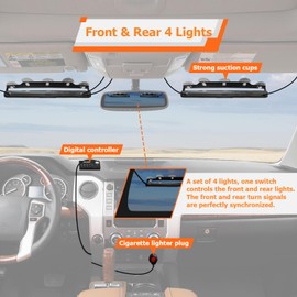 WeiSen 4 Pack 2x14 Inch Traffic Advisor Light Bar with Controller & Wiring Harness and Suction Cups, 64 LED Interior Windshield Light Bar Compatible with Car Sedan (Amber & White)