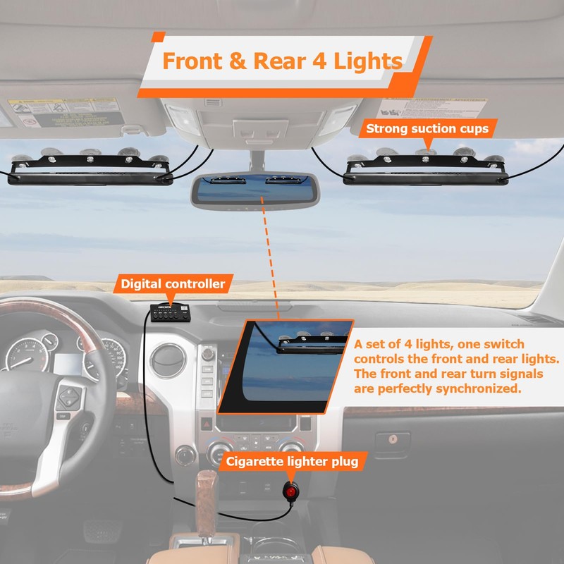 WeiSen 4 Pack 2x14 Inch Traffic Advisor Light Bar with