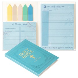 L1rabe Holy Bible Study Sticky Notes, Blue Sunday School Cross Bible Study Notes, 200 Sheets Bible Marked Verse Study Journaling Notes Self-Adhesive Transparent Writable Index Tabs for Religious Party