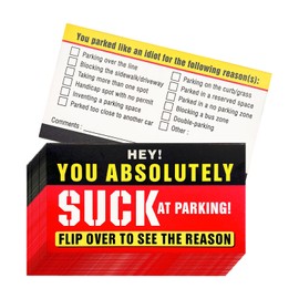SHMZK 50PCS Bad Parking Cards, 3.5×2“ You Absolutely Suck at Parking Bad Parking Warning, Funny Parking Violation Cards with Multi Violation Reasons, Car Accessories