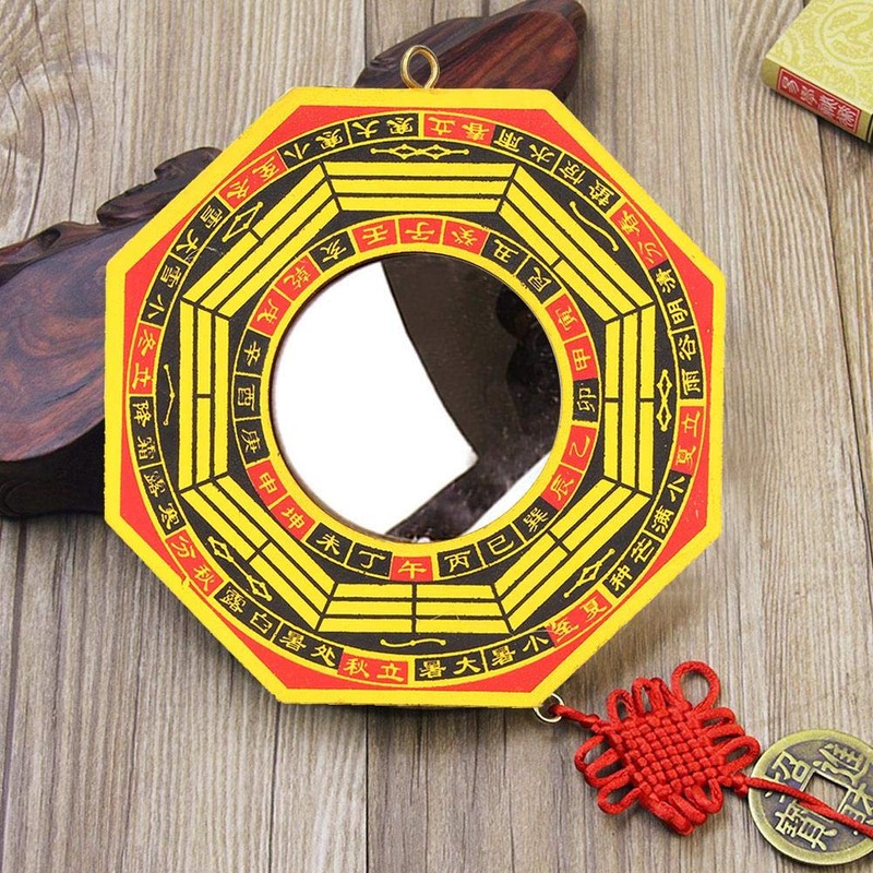 GLOGLOW Traditional Chinese Feng Shui Concave, Bagua Mirror for Protection