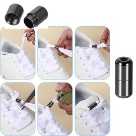 10 PCS Silver Black Fashion Shoelace Buckle Lock for No Tie Shoelaces Metal Lock Buckles for Sneaker Shoelaces