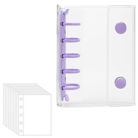 Purple A7 Mini Binder, Sticker Pad, Includes 10 Refills, 3D Seals, Transparent Pocket, Girls, Photo Storage, Collage Notebook (Stylish, Small and Easy to Use)