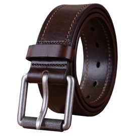 SOMSHU Men's Belt Full Grain Leather 1.6 Inch Width Casual Jeans Belt (Coffee, 40)