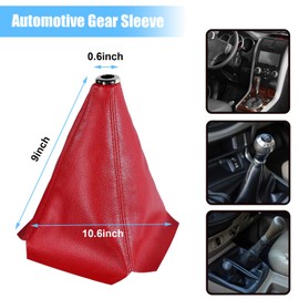Sylvil Car Shift Knob Dust Cover, Gear Shift Knob Cover for Protection, Leather Manual/Automatic Shifter Shift Boots Cover, Decorate Car Interior, Universal Car Accessories (Red PU)